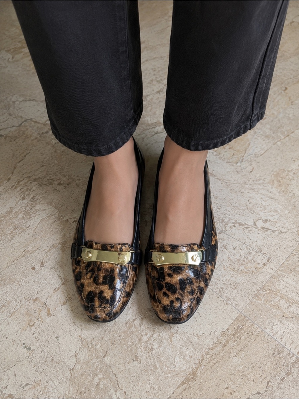 Animal Print Low Heel Slip On Loafer Square Toe J.Renee Size 7.5